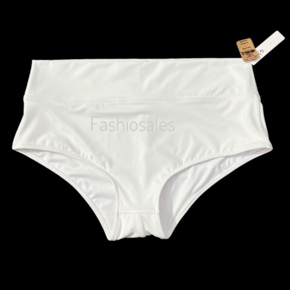 Victoria’s Secret Pink Swim High Waist Shortie Bikini Bottom Black Optic White - Picture 7 of 8